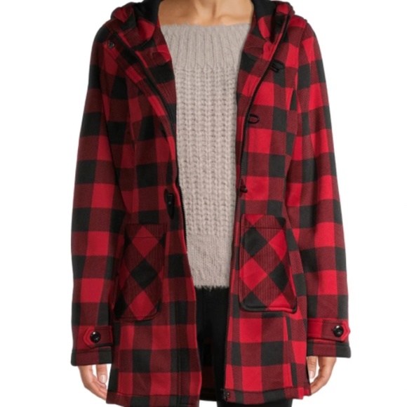 Candy Apple & Black Buffalo Check Fleece-Lined Jacket Big Chill - Picture 1 of 6